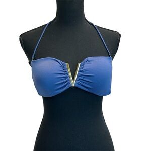 Victoria’s Secret blue gold tone V Venice bandeau bikini top S beach Summer